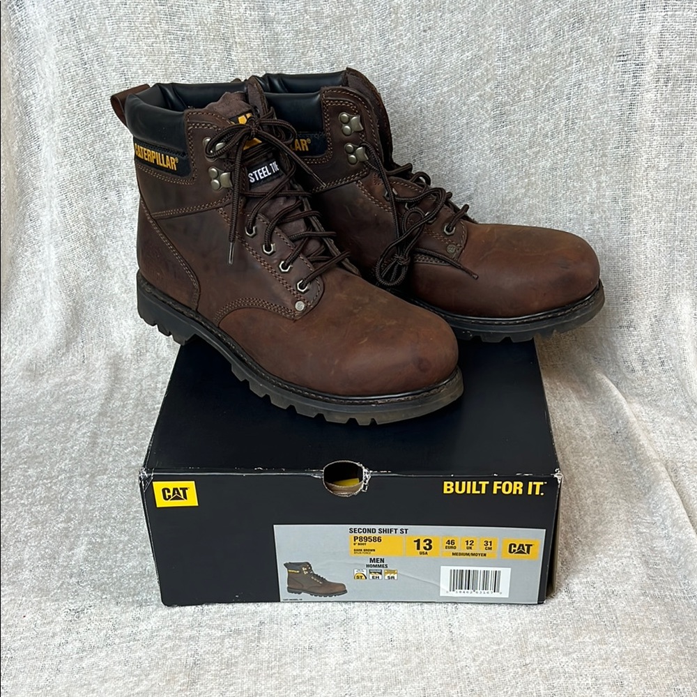 Caterpillar Brown Leather Boots with Rugged Sole
